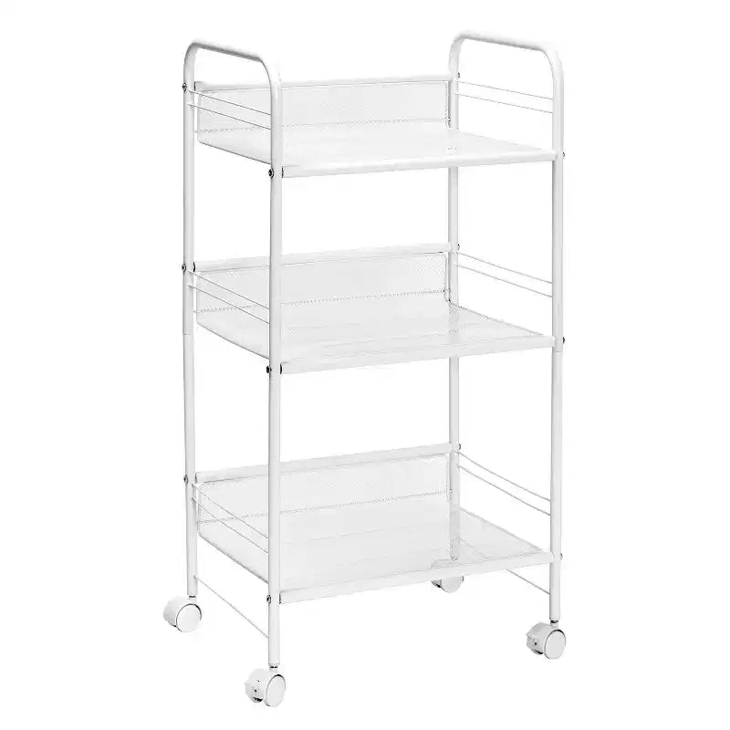 Carrello in filo metallico Honey-Can-Do: portatile, in acciaio, per ripostiglio, bagno e traino cavi, bianco, altezza 34,6", profondità 17,9"