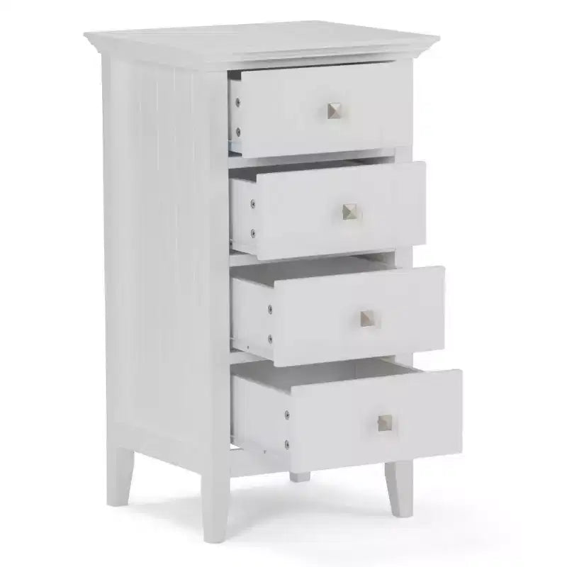 WyndenHall Normandy Mobiletto da bagno a quattro cassetti, bianco: microfibra, lavabile in lavatrice, fondo antiscivolo