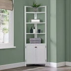 Mobile angolare contenitore Dover con due ante e ripiani aperti bianco - Alaterre Furniture
