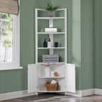 Mobile angolare contenitore Dover con due ante e ripiani aperti bianco - Alaterre Furniture