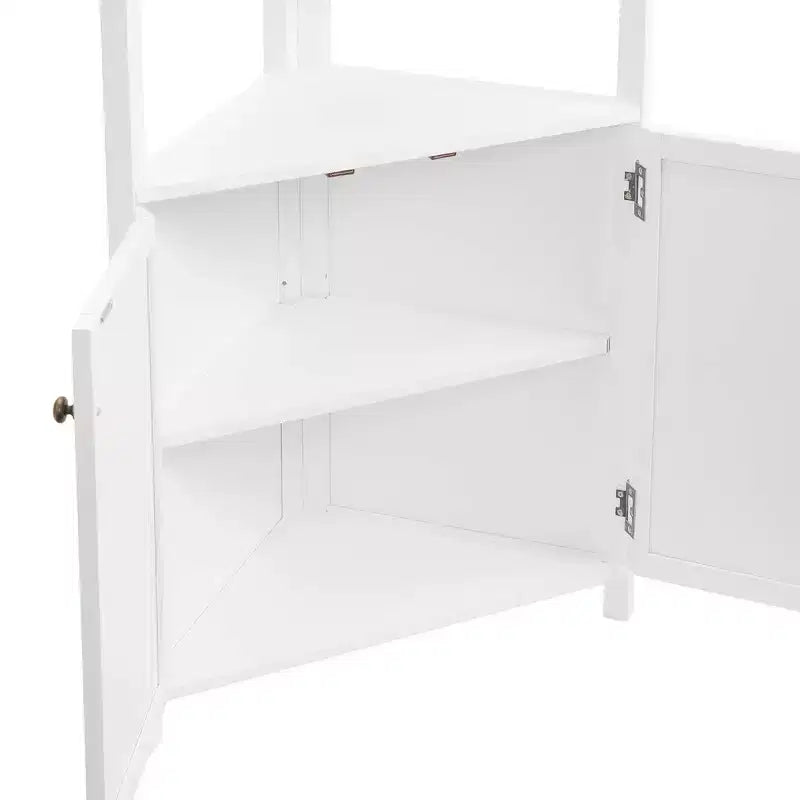 Mobile angolare contenitore Dover con due ante e ripiani aperti bianco - Alaterre Furniture