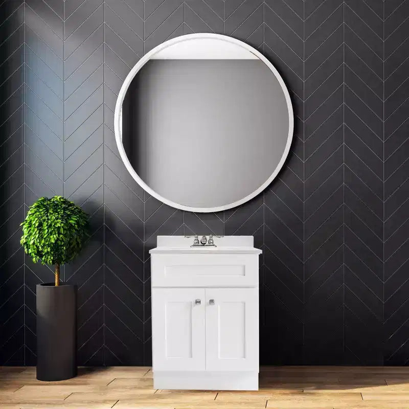 Mobile lavabo Brookings Shaker a due ante 19"x25" con piano in marmo colato bianco 4" al centro - Design House LA: Mobiletto da bagno