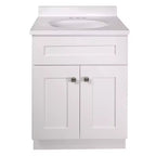 Mobile lavabo Brookings Shaker a due ante 19"x25" con piano in marmo colato bianco 4" al centro - Design House LA: Mobiletto da bagno