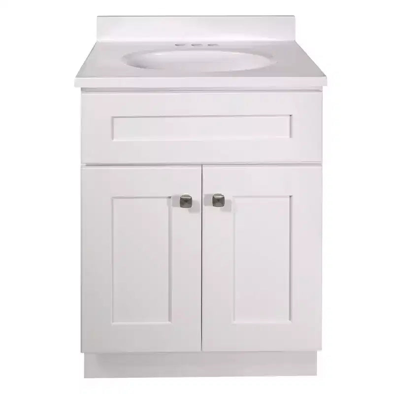 Mobile lavabo Brookings Shaker a due ante 19"x25" con piano in marmo colato bianco 4" al centro - Design House LA: Mobiletto da bagno
