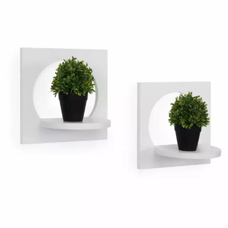 Danya B. 11.6" x 7.7" 2pc Round Silhouette Shelf Set White: Includes Mounting Hardware, MDF Composite Material