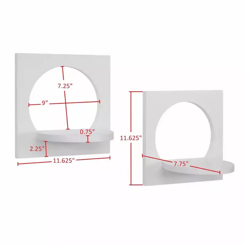 Danya B. Set di 2 mensole rotonde silhouette 29,5 x 19,5 cm, bianco: include accessori per il montaggio, materiale composito in MDF