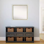 Specchio da parete stretto da bagno in EVA non smussato 29"x29" Bianco - Amanti Art: Cornice quadrata moderna in polistirene, Include accessori per il montaggio