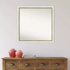 Specchio da parete stretto da bagno in EVA non smussato 29"x29" Bianco - Amanti Art: Cornice quadrata moderna in polistirene, Include accessori per il montaggio