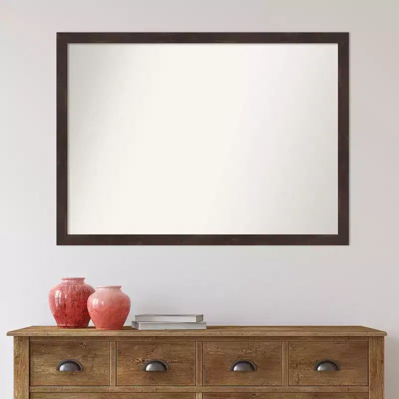 Specchio da parete in legno di noce scuro Fresco senza smussatura 41" x 30" - Amanti Art