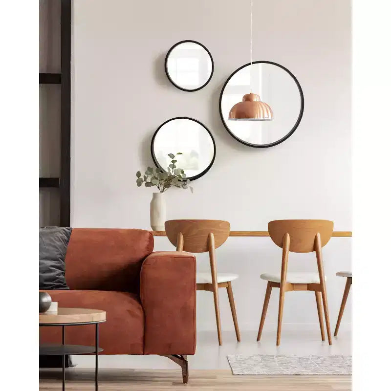 Kate & Laurel All Things Decor Set di 3 specchi da parete rotondi Travis neri