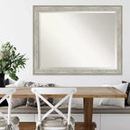 Specchio da Parete con Cornice Metallica Craquelé Argento 45" x 35" - Amanti Art: Rettangolare Moderno Smussato, Cornice in Polistirolo, Nessun Assemblaggio Richiesto