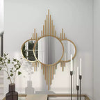 Specchio da Parete Moderno in Ferro Dorato - CosmoLiving by Cosmopolitan: Rotondo, Nessun Montaggio Richiesto, 99 cm