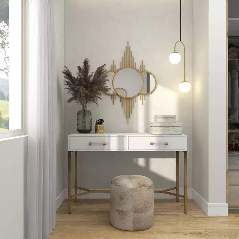 Specchio da Parete Moderno in Ferro Dorato - CosmoLiving by Cosmopolitan: Rotondo, Nessun Montaggio Richiesto, 99 cm