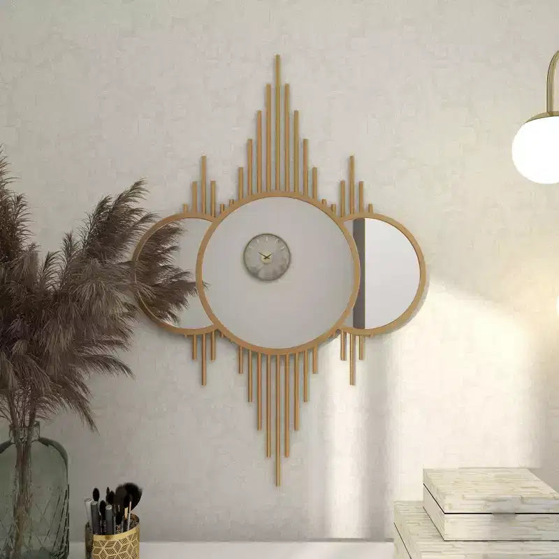 Specchio da Parete Moderno in Ferro Dorato - CosmoLiving by Cosmopolitan: Rotondo, Nessun Montaggio Richiesto, 99 cm