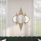 Specchio da Parete Moderno in Ferro Dorato - CosmoLiving by Cosmopolitan: Rotondo, Nessun Montaggio Richiesto, 99 cm