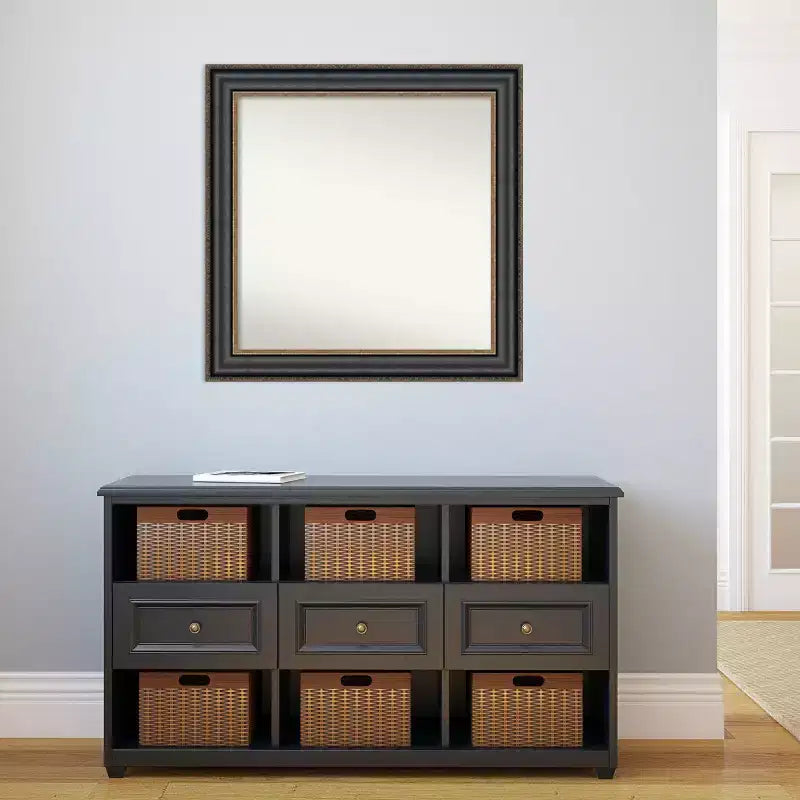 Specchio da parete per bagno Thomas nero bronzo 81 x 81 cm non smussato - Amanti Art: cornice quadrata moderna in polistirene, include accessori di montaggio
