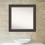 Specchio da parete per bagno Thomas nero bronzo 81 x 81 cm non smussato - Amanti Art: cornice quadrata moderna in polistirene, include accessori di montaggio
