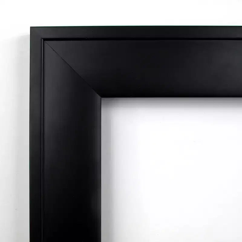 Specchio da parete per bagno in legno nero 42" x 31" senza smussatura - Amanti Art: moderno rettangolare, montaggio a parete