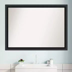 Specchio da parete per bagno in legno nero 42" x 31" senza smussatura - Amanti Art: moderno rettangolare, montaggio a parete