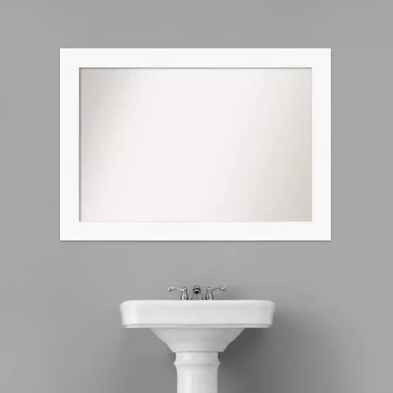 Specchio da bagno a muro da 42" x 30" con cornice dritta bianco - Amanti Art: Cornice moderna in polistirene, include accessori per il montaggio