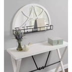 Specchio da parete ad arco incorniciato in legno Hollowday 19" x 30" con mensola bianco - Kate & Laurel All Things Decor