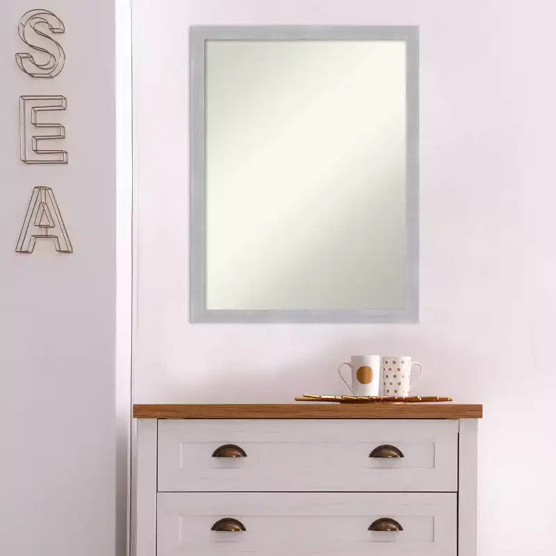 Specchio da Parete Stretto Amanti Art Grace da 50,8 x 66,04 cm senza Bordo Smussato, Finitura Nichel Spazzolato: Cornice Moderna Rettangolare in Polistirene, Include Hardware di Montaggio