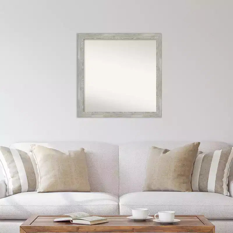Specchio da parete stretto 30" x 30" non smussato grigio tortora lavato - Amanti Art