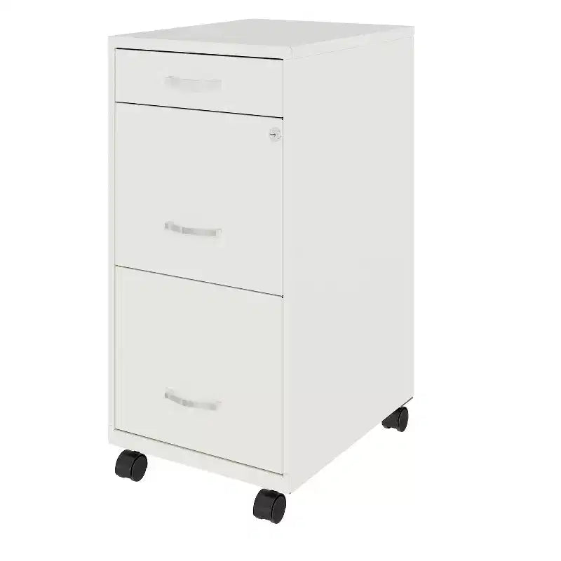 Space Solutions Classificatore verticale mobile a 3 cassetti larghezza Letter, profondità 18", bianco perlato