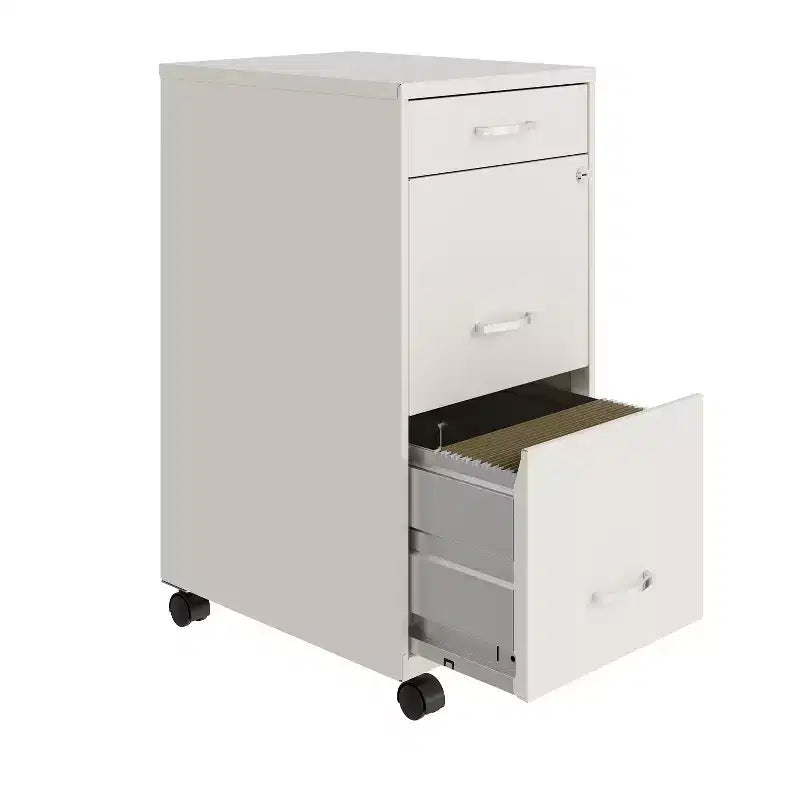 Space Solutions Classificatore verticale mobile a 3 cassetti larghezza Letter, profondità 18", bianco perlato
