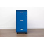 Cassettiera verticale mobile Space Solutions 18" di profondità a 3 cassetti per documenti formato lettera Blu classico