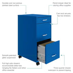 Cassettiera verticale mobile Space Solutions 18" di profondità a 3 cassetti per documenti formato lettera Blu classico