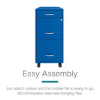 Cassettiera verticale mobile Space Solutions 18" di profondità a 3 cassetti per documenti formato lettera Blu classico