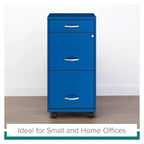 Cassettiera verticale mobile Space Solutions 18" di profondità a 3 cassetti per documenti formato lettera Blu classico