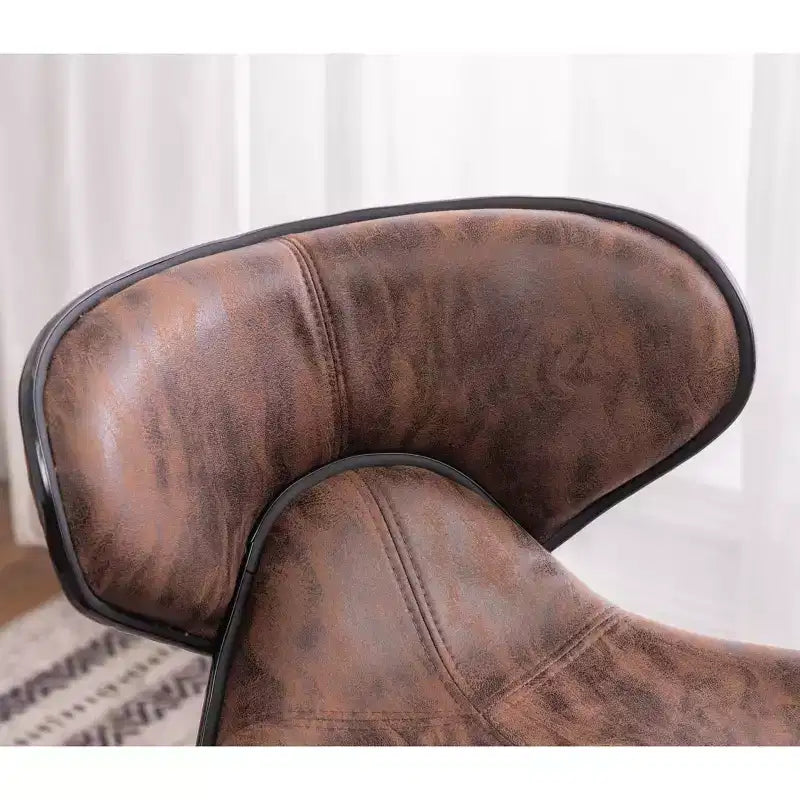 Sgabelli da Bar Regolabili Girevoli Roundhill Furniture Masaccio Upholstery Airlift con Base Cromata, Marrone Invecchiato, Set da 2