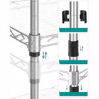 SONGMICS Scaffale a 5 Ripiani per Bagno, Scaffale per Piccoli Spazi, con 5 Fodere in PP, Gancio Rimovibile, Design Estendibile