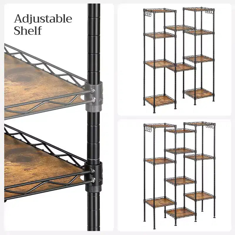 SONGMICS Scaffale a 5 Ripiani per Bagno, Scaffale per Piccoli Spazi, con 5 Fodere in PP, Gancio Rimovibile, Design Estendibile
