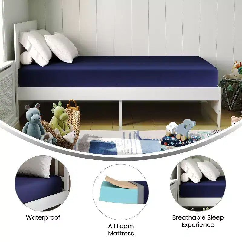 Materasso in memory foam Flash Furniture Irvine resistente ai liquidi con fodera rimovibile con cerniera