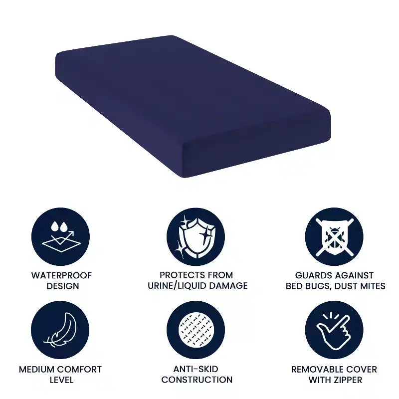 Materasso in memory foam Flash Furniture Irvine resistente ai liquidi con fodera rimovibile con cerniera