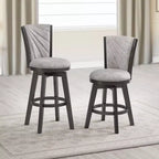 Kings Brand Furniture Boyce 29 Upholstered Counter Hight Swivel Stools, Set of 2, Silver/Gray