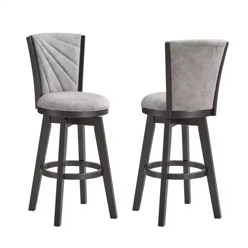 Sgabelli Girevoli King's Brand Furniture Boyce 29 Rivestiti Altezza Bancone, Set da 2, Argento/Grigio