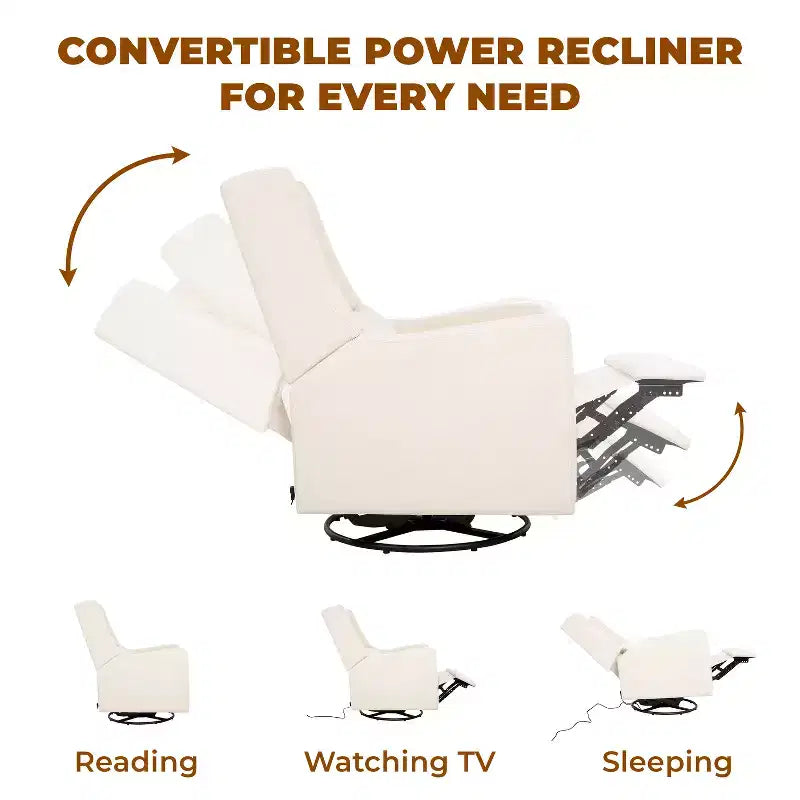Poltrona reclinabile di lusso con movimento elettrico, ricarica USB, girevole e supporto lombare per il comfort della cameretta
