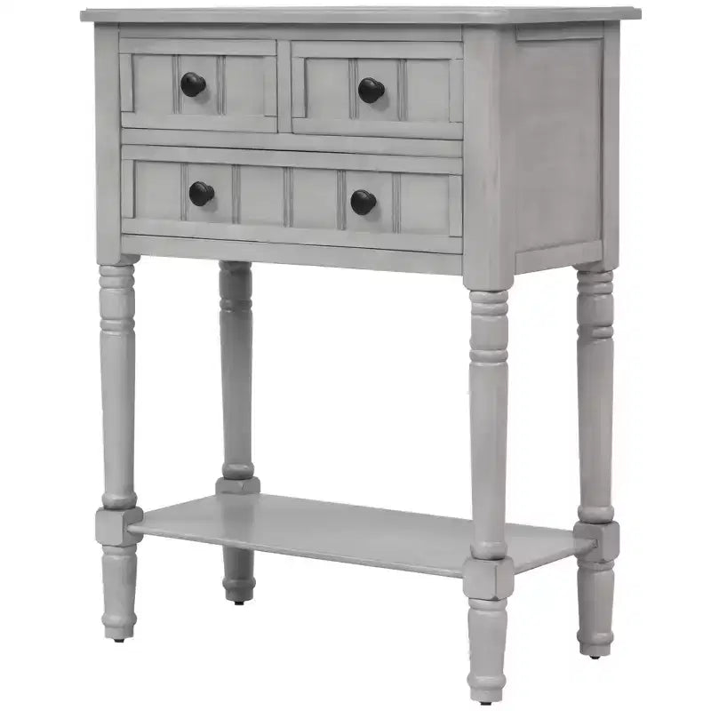Tavolo Consolle Stretto Whisen Classic con Tre Cassetti Contenitori e Ripiano Inferiore