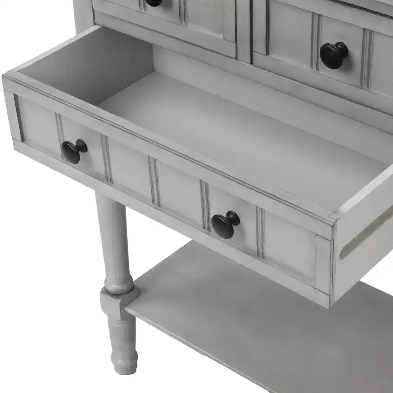 Tavolo Consolle Stretto Whisen Classic con Tre Cassetti Contenitori e Ripiano Inferiore