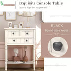 Tavolo Consolle Stretto Whisen Classic con Tre Cassetti Contenitori e Ripiano Inferiore