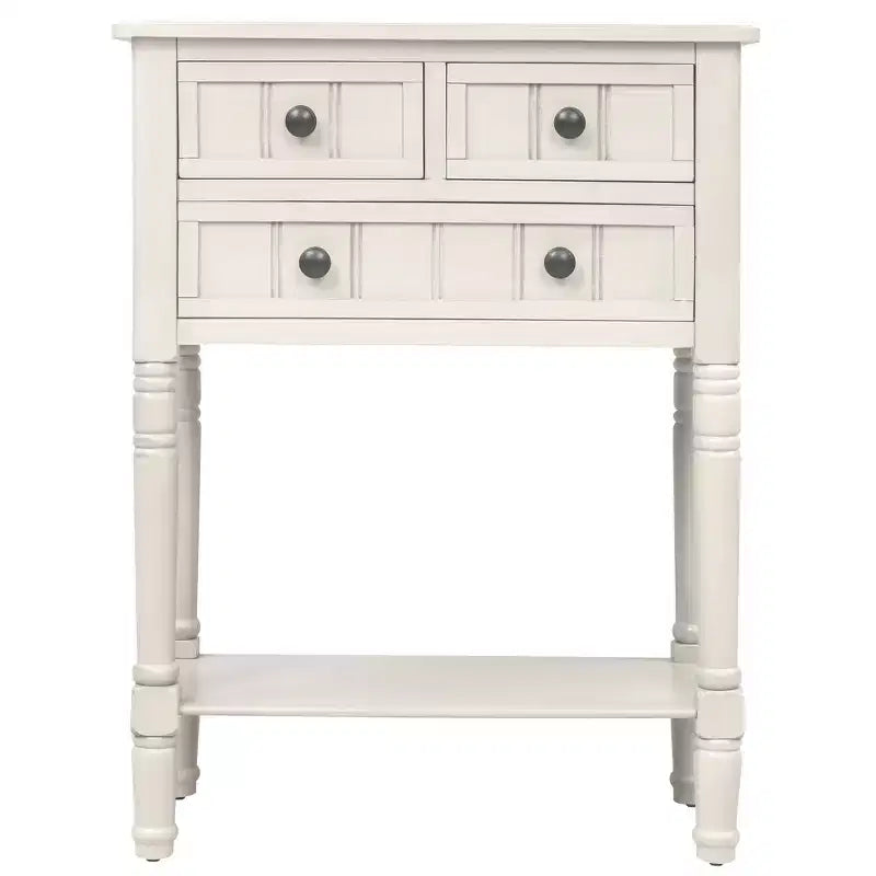 Tavolo Consolle Stretto Whisen Classic con Tre Cassetti Contenitori e Ripiano Inferiore