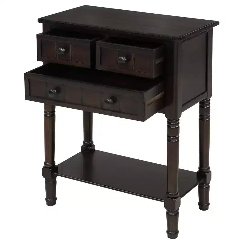 Tavolo Consolle Stretto Whisen Classic con Tre Cassetti Contenitori e Ripiano Inferiore