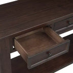 Consolle rettangolare rustica in legno Whisen con 4 cassetti e ripiano inferiore