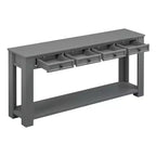 Consolle rettangolare rustica in legno Whisen con 4 cassetti e ripiano inferiore