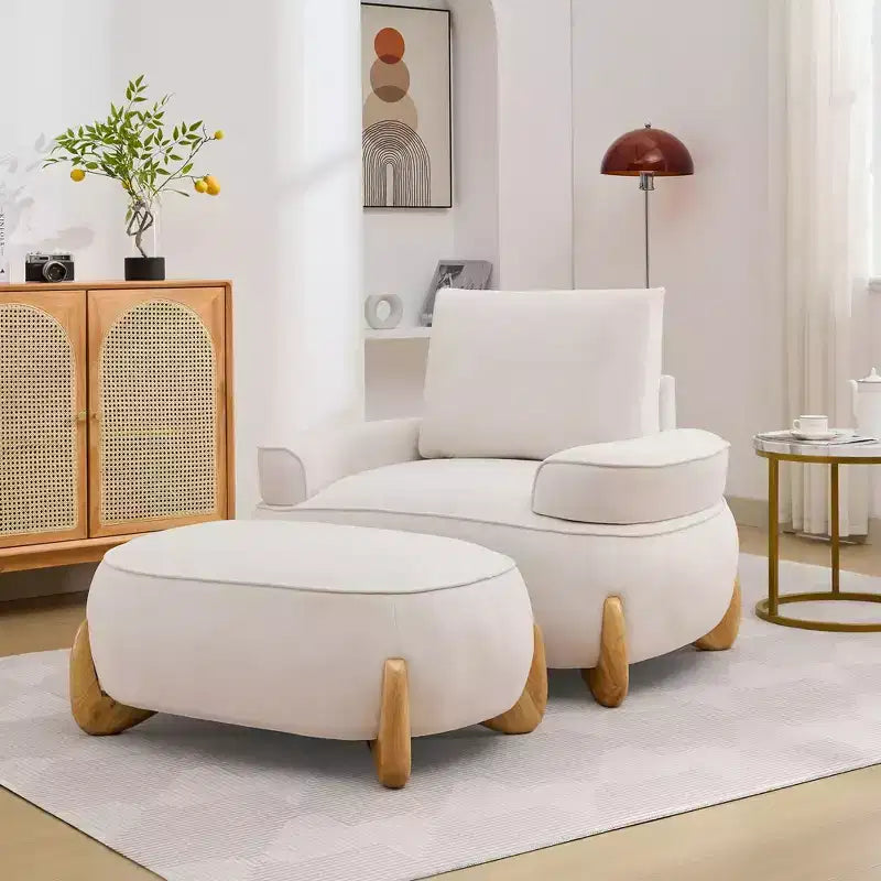 Hyleory 38.58'' Pouf Imbottito Oversize in Velluto con Gambe in Legno Massello, Poggiapiedi Grande per Camera da Letto, Soggiorno, Sala Allattamento