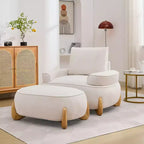 Hyleory 38.58'' Pouf Imbottito Oversize in Velluto con Gambe in Legno Massello, Poggiapiedi Grande per Camera da Letto, Soggiorno, Sala Allattamento